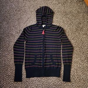 Old Navy Cotton Striped Zip-Up Hoodie Cardigan Sweater Navy Blue Medium